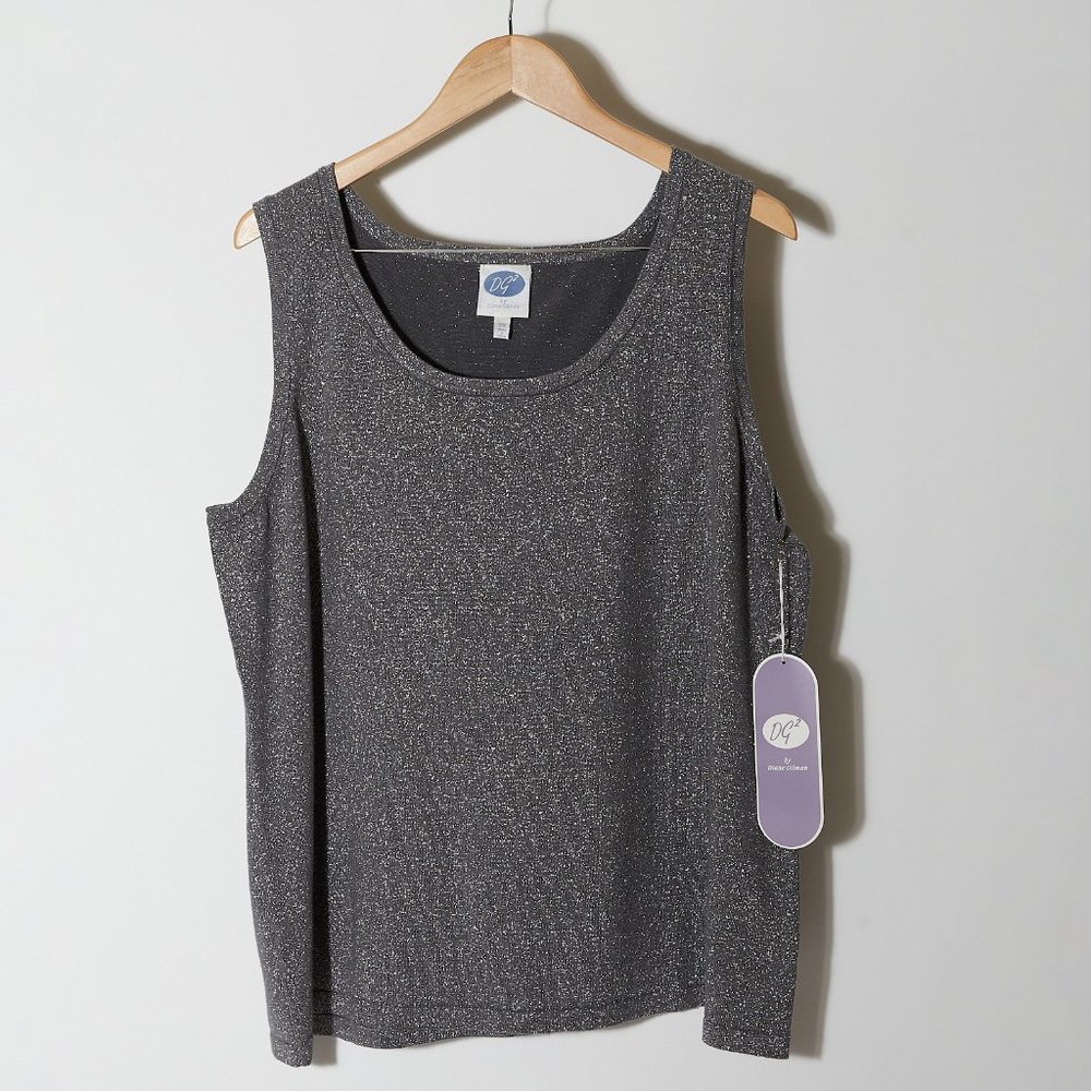 NWT DG2 by Diane Gilman Siliver Metallic Tank Top
